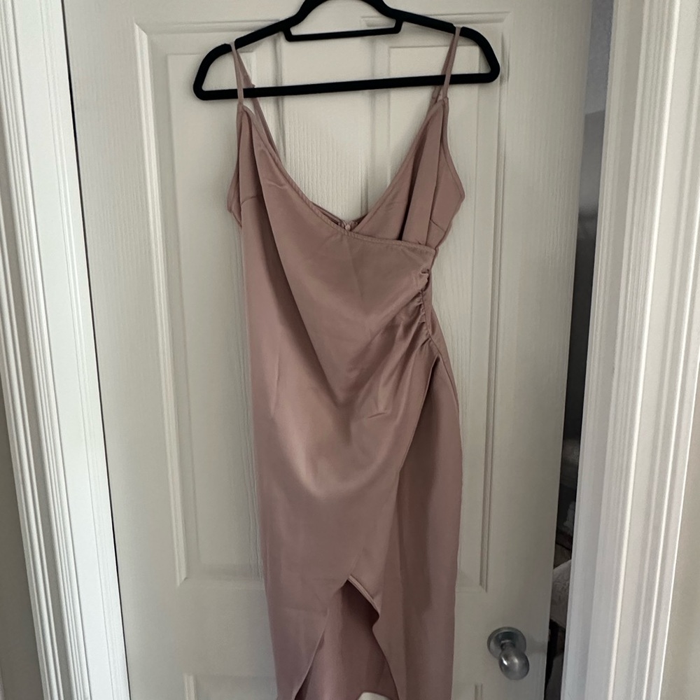 Pink Wrap Satin Dress